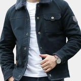 Maxime | Blouson aviateur vert olive col sherpa gris