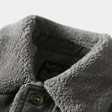 Maxime | Blouson aviateur vert olive col sherpa gris