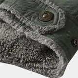 Maxime | Blouson aviateur vert olive col sherpa gris