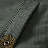 Maxime | Blouson aviateur vert olive col sherpa gris