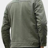 Maxime | Blouson aviateur vert olive col sherpa gris