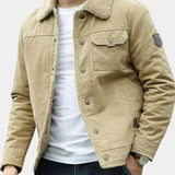 Maxime | Blouson aviateur vert olive col sherpa gris