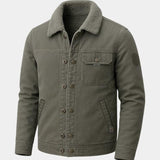 Maxime | Blouson aviateur vert olive col sherpa gris