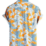 Chemise à Manches Courtes en Coton avec Motif de Feuilles Tropicales pour Hommes