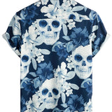 Chemise à Manches Courtes en Coton avec Motif Crâne et Rose pour Hommes