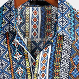 Chemise Retro en Coton à Manches Courtes Boho pour Hommes