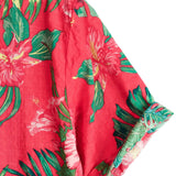 Chemise à Manches Courtes en Coton de Style Hawaïen avec Fleurs Rouges pour Hommes