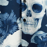 Chemise Hawaïenne à Manches Courtes avec Motif Crâne pour Hommes