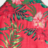 Chemise à Manches Courtes en Coton de Style Hawaïen avec Fleurs Rouges pour Hommes
