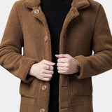 Lionel | Veste boutonnée en sherpa camel
