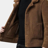 Lionel | Veste boutonnée en sherpa camel