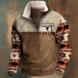 Jean-Pierre | Pull polaire marron à manches motifs