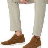 Mocassins en Cuir pour Hommes – Slip-On Style Chukka, Talon Plat – Marron