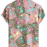Chemise à Manches Courtes en Coton avec Motif Crâne et Rose pour Hommes