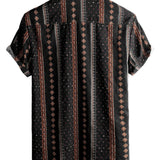 Chemise à Manches Courtes en Coton de Style Western des Années 70 avec Ceinture Noire pour Hommes