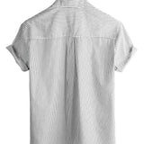 Chemise à Manches Courtes en Coton avec Col Haut pour Hommes