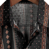 Chemise à Manches Courtes en Coton de Style Western des Années 70 avec Ceinture Noire pour Hommes