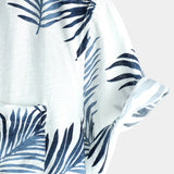 Chemise en Coton à Manches Courtes pour Hommes, avec Boutons et Poche, Casual, Hawaïenne