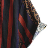 Chemise Masculine à Motif de Tache de Lion à Rayures Verticales à Manches Courtes pour les Vacances d'Été