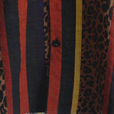 Chemise Masculine à Motif de Tache de Lion à Rayures Verticales à Manches Courtes pour les Vacances d'Été