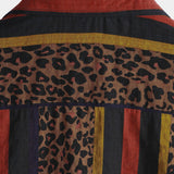 Chemise Masculine à Motif de Tache de Lion à Rayures Verticales à Manches Courtes pour les Vacances d'Été