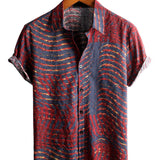 Chemise à Manches Courtes Rayée en Coton pour Hommes
