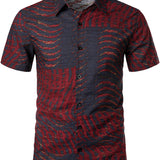 Chemise à Manches Courtes Rayée en Coton pour Hommes