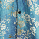 Chemise à Manches Courtes en Coton avec Motif Floral Bleu pour Hommes