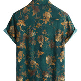 Chemise Hawaïenne en Coton Vintage pour Hommes, à Boutons, Manches Courtes, Verte