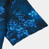 Chemise à Manches Courtes en Coton à Fleurs Hawaïennes Bleue pour Hommes