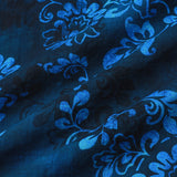 Chemise à Manches Courtes en Coton à Fleurs Hawaïennes Bleue pour Hommes