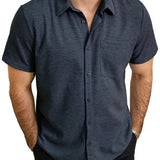 Chemise en Coton à Manches Courtes et Boutonnage pour Hommes, Style Décontracté, Coupe Lâche, Plage