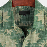Chemise Hawaïenne en Coton Casual Rétro pour Hommes avec Poche