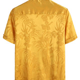 Chemise Courte en Coton pour Homme à Fleurs avec Boutons, Jacquard d'Été