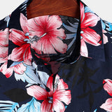 Chemise en coton avec imprimé floral de plantes tropicales d'Hawaï pour hommes
