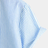 Chemise en Coton pour Homme avec Col Haut en Couleur Unie et Manches Courtes à Rayures Verticales Classiques