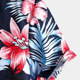 Chemise en coton avec imprimé floral de plantes tropicales d'Hawaï pour hommes