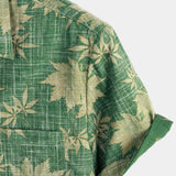 Chemise Hawaïenne en Coton Casual Rétro pour Hommes avec Poche