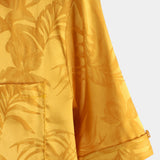Chemise Courte en Coton pour Homme à Fleurs avec Boutons, Jacquard d'Été