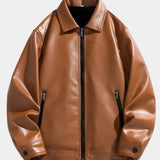 Jean-Marc | Veste effet cuir noire col chemise