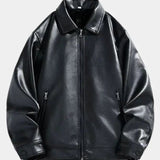 Jean-Marc | Veste effet cuir noire col chemise