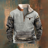Christian | Sweat gris à manches motifs