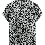 Chemise à manches courtes avec impression léopard blanche pour hommes