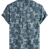 Chemise à Manches Courtes en Coton Rétro Casual pour Hommes