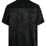 Chemise Courte en Coton pour Homme à Fleurs avec Boutons, Jacquard d'Été