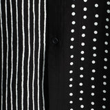 Chemise en Coton Noire Rétro pour Homme à Rayures et à Pois, avec Boutons et Manches Courtes
