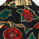 Chemise à Manches Courtes en Coton avec Motif Crâne et Rose pour Hommes