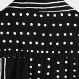 Chemise en Coton Noire Rétro pour Homme à Rayures et à Pois, avec Boutons et Manches Courtes