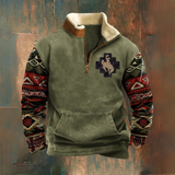 Dominique | Sweat vert olive à manches motifs
