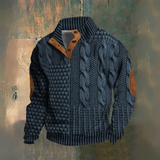 Michel | Pull marin torsadé bleu marine col montant